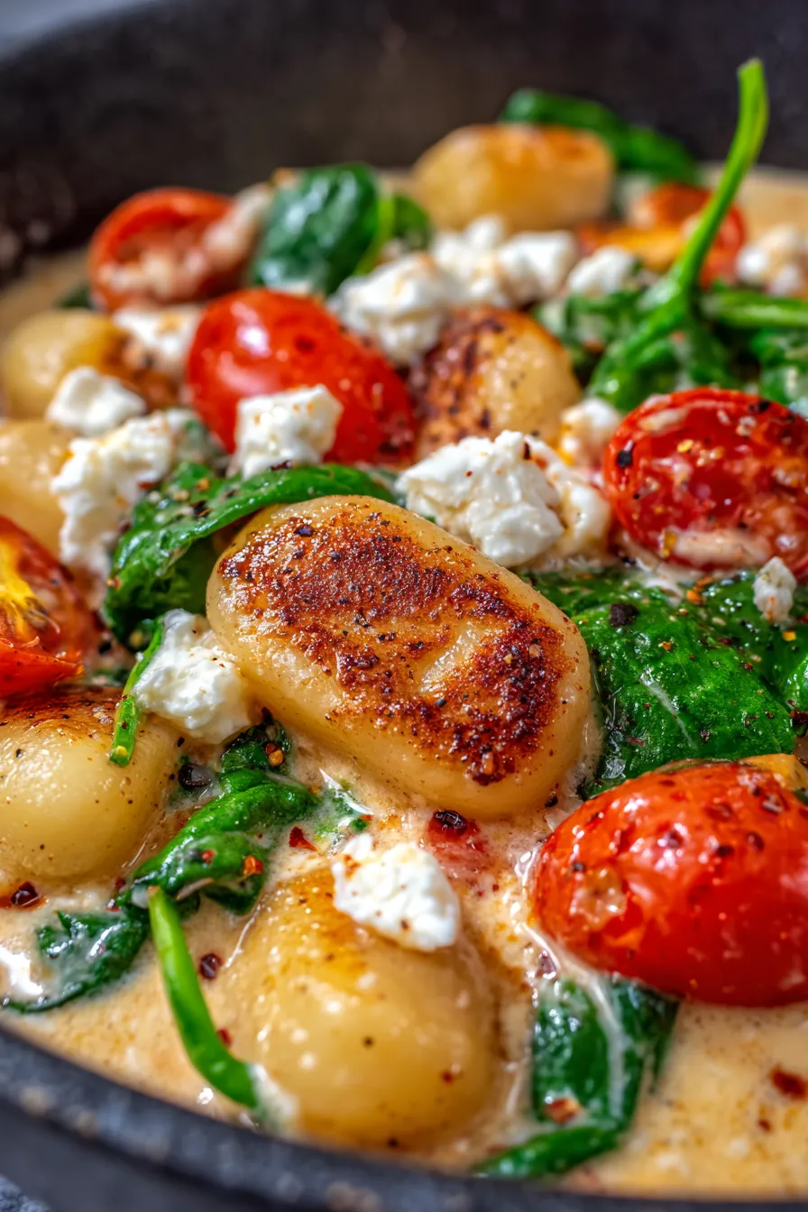 Creamy Gnocchi with Spinach and Feta (One-Pan Dinner)-serving-dish