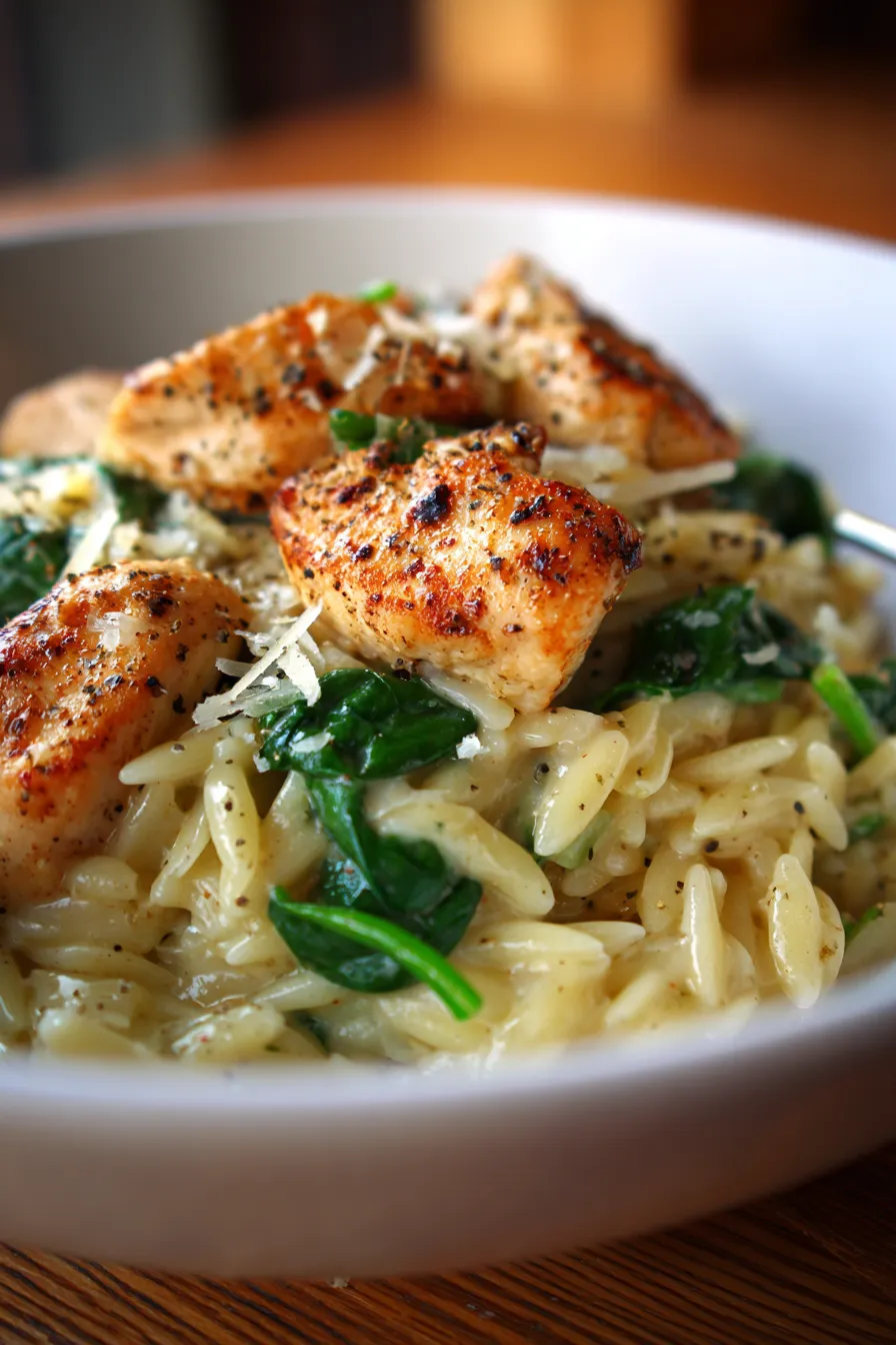 Creamy Orzo Dinner Recipe (Quick One-Pan Meal)-texture-closeup