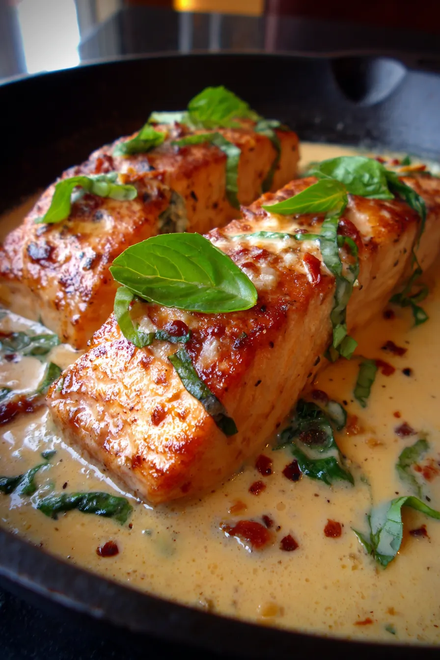 Creamy Tuscan Salmon (30-Minute One-Pan Dinner)-texture-pan-fried