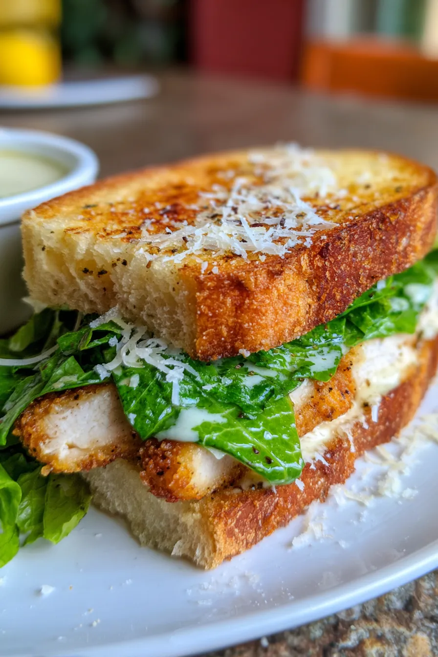 Crispy Chicken Caesar Sandwich Recipe-closeup-texture