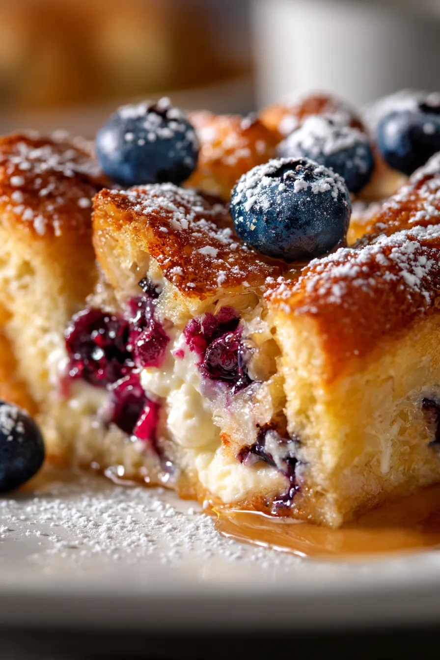 Crockpot Blueberry Stuffed French Toast Bake-berries