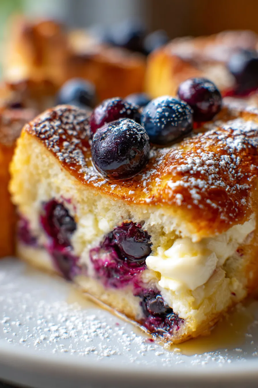 Crockpot Blueberry Stuffed French Toast Bake-custard