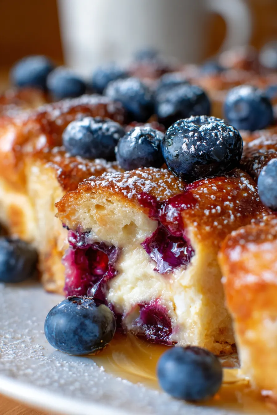 Easy Crockpot Blueberry Stuffed French Toast Bake
