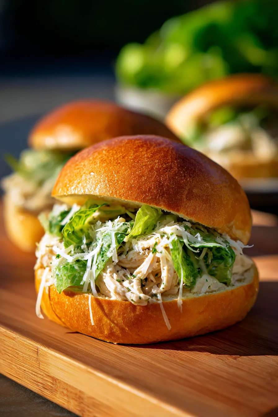 Crockpot Chicken Caesar Sandwich Filling, serving ideas, fresh toppings, side dish