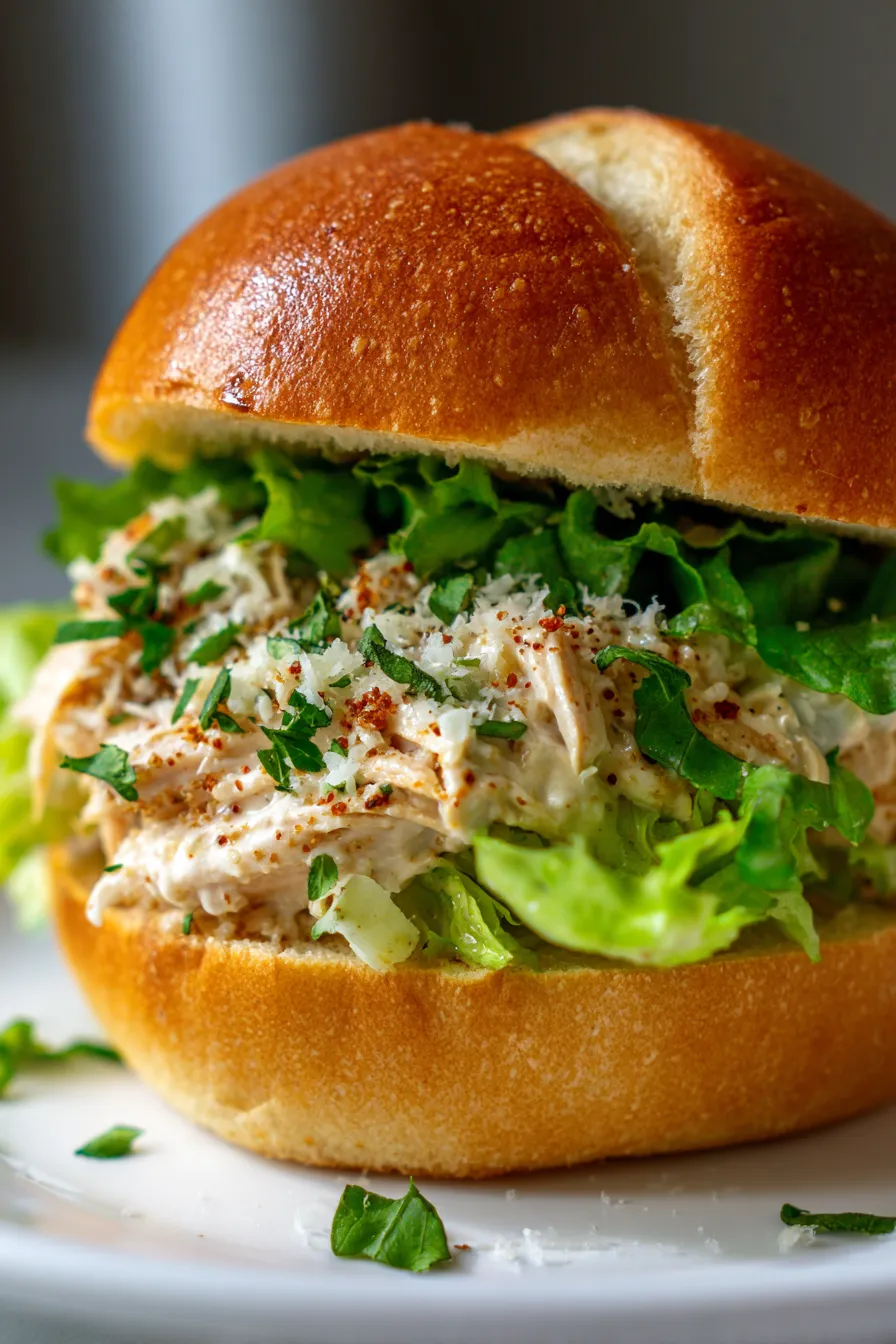Crockpot Chicken Caesar Sandwich Filling, slow cooker, ingredients, prep
