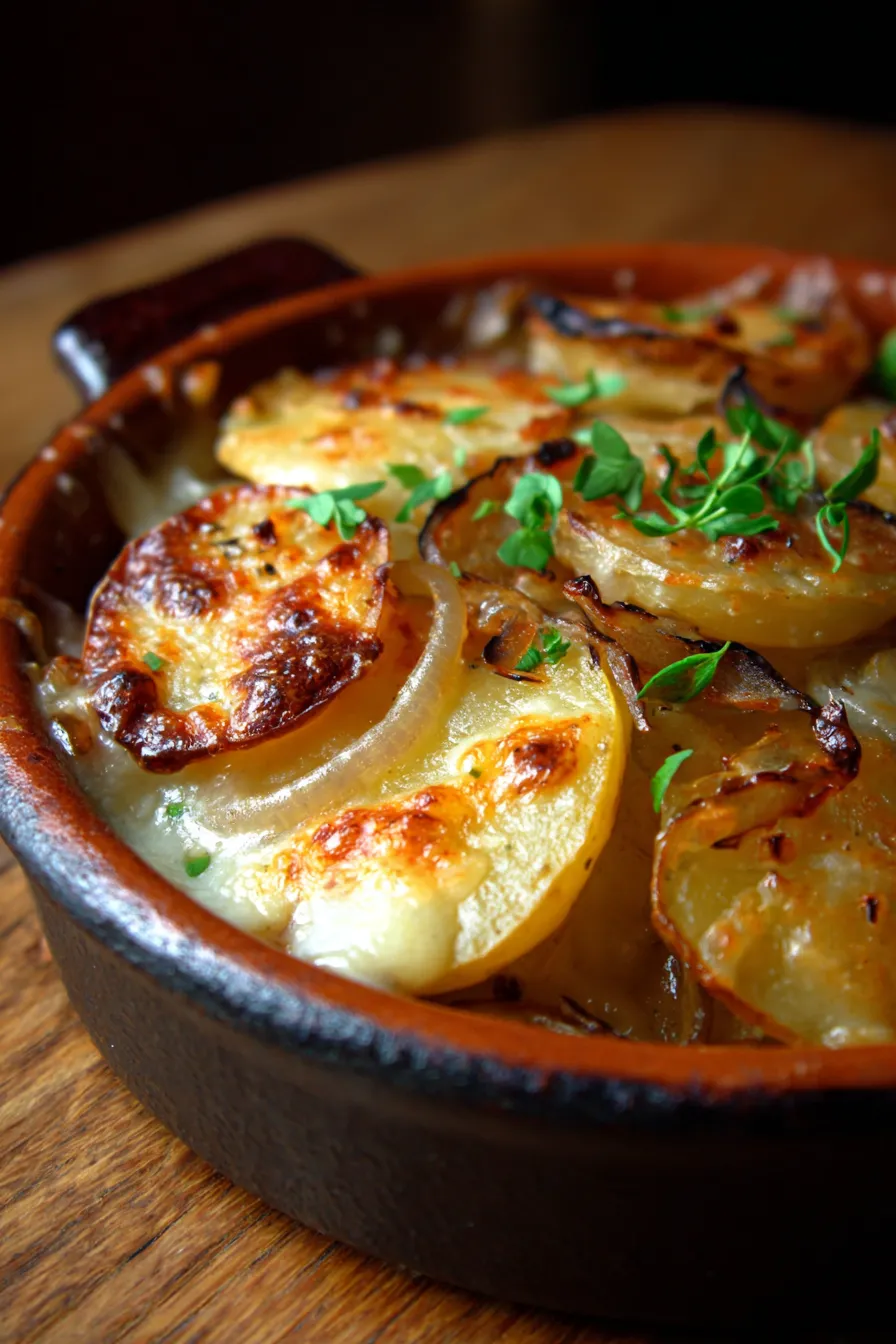 Crockpot French Onion Potatoes – Tender & Cheesy-texture-closeup