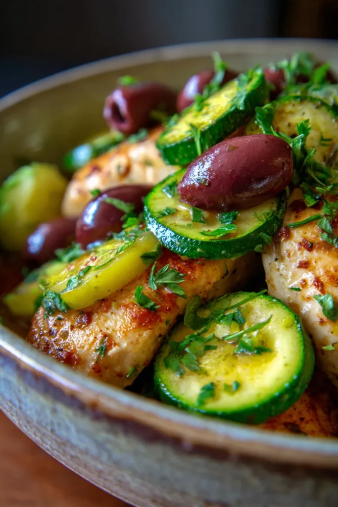 Crockpot Mediterranean Chicken with Zucchini | Easy Dinner