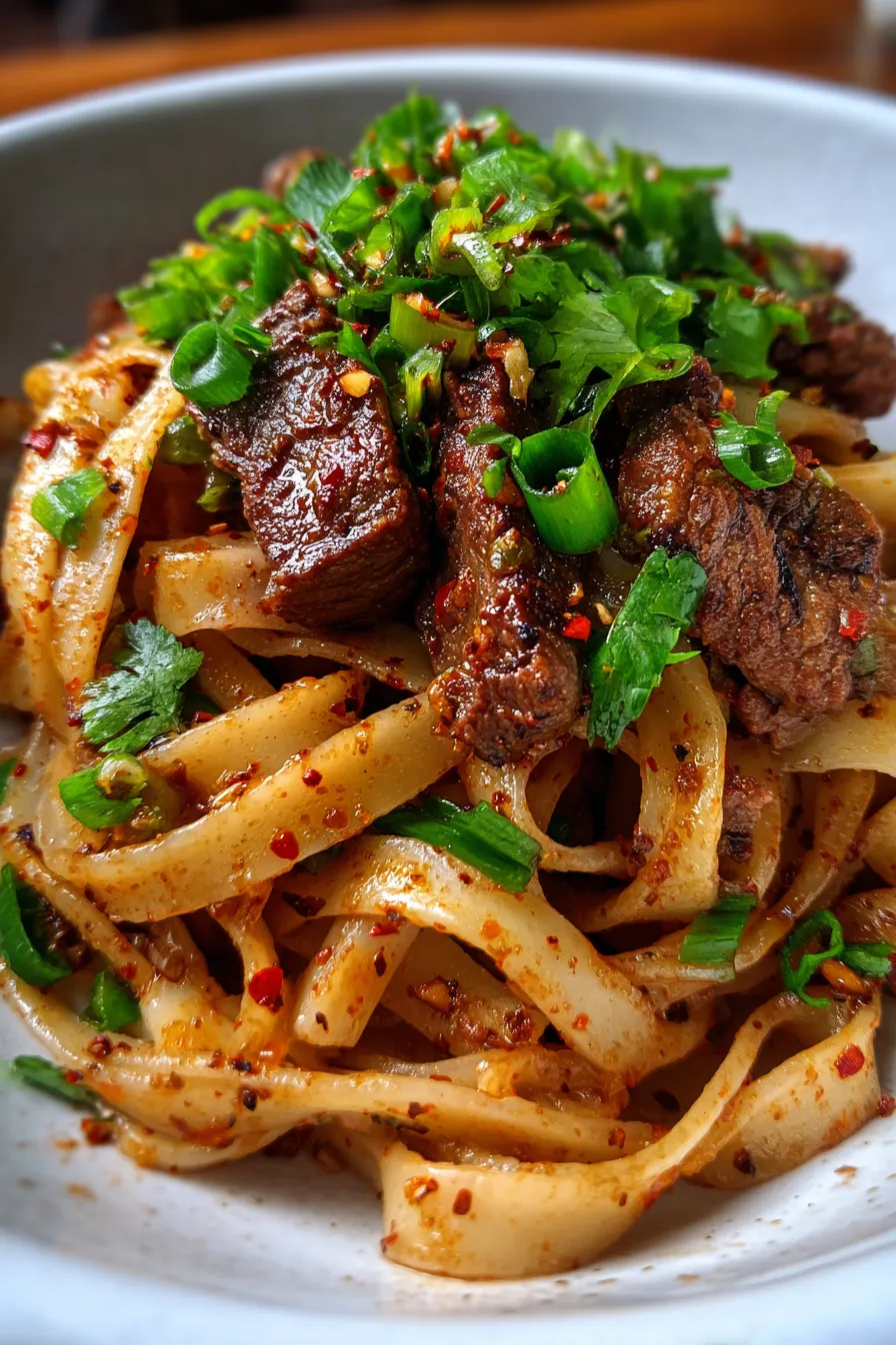 Cumin Lamb Noodles-wok-cooking-action