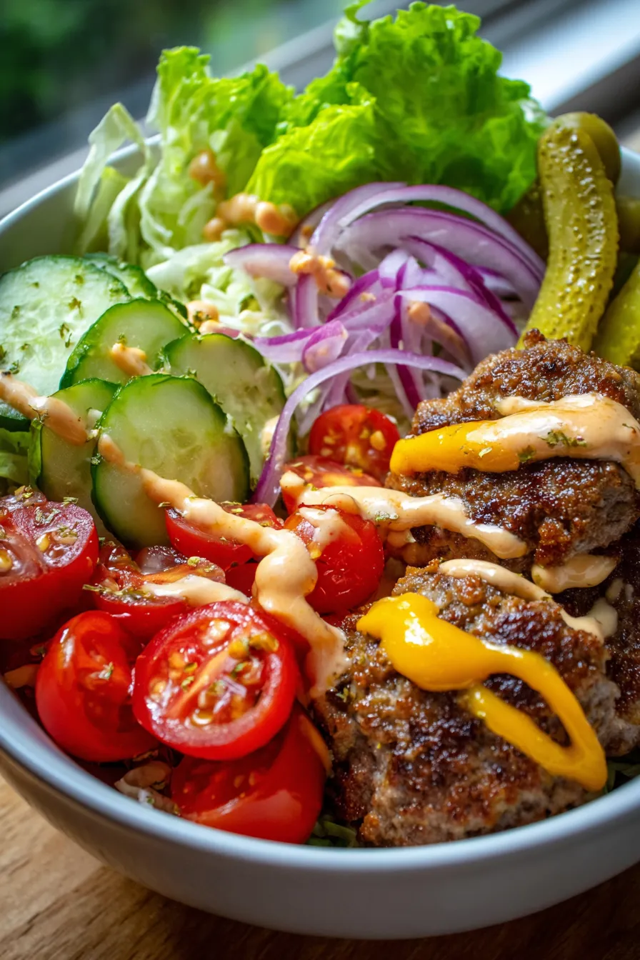 Easy Burger Bowls (Low-Carb Family Dinner)-texture-dressing