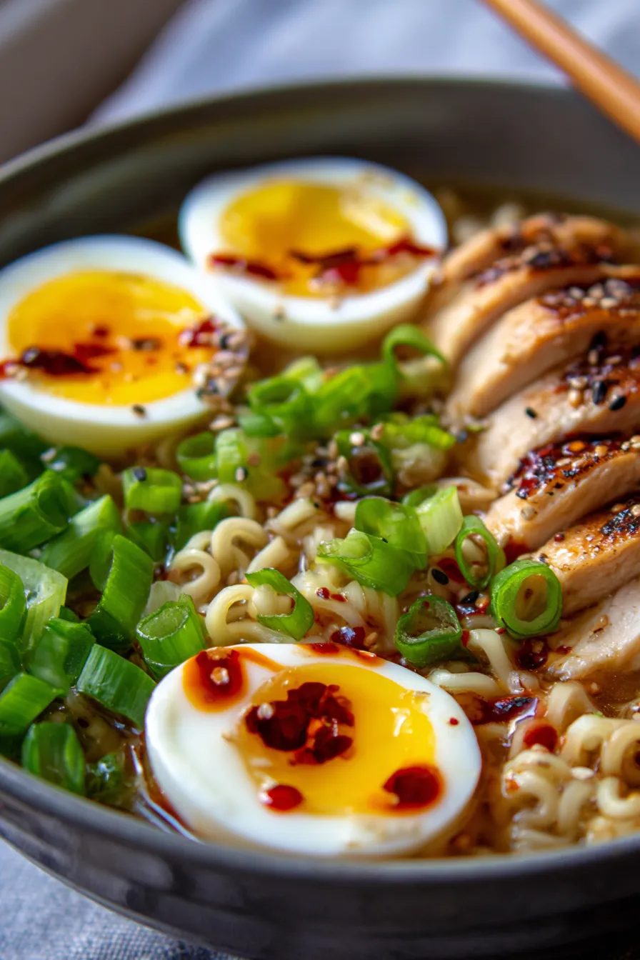 Easy Chicken Ramen (Fast Comfort Dinner)-ingredients-flatlay