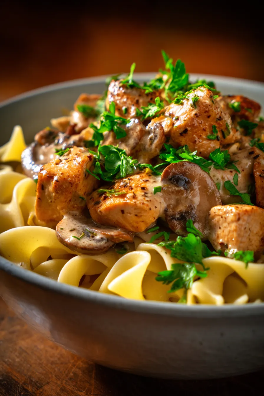 Easy Chicken Stroganoff (Creamy 30-Minute Comfort Meal)-texture-close-up