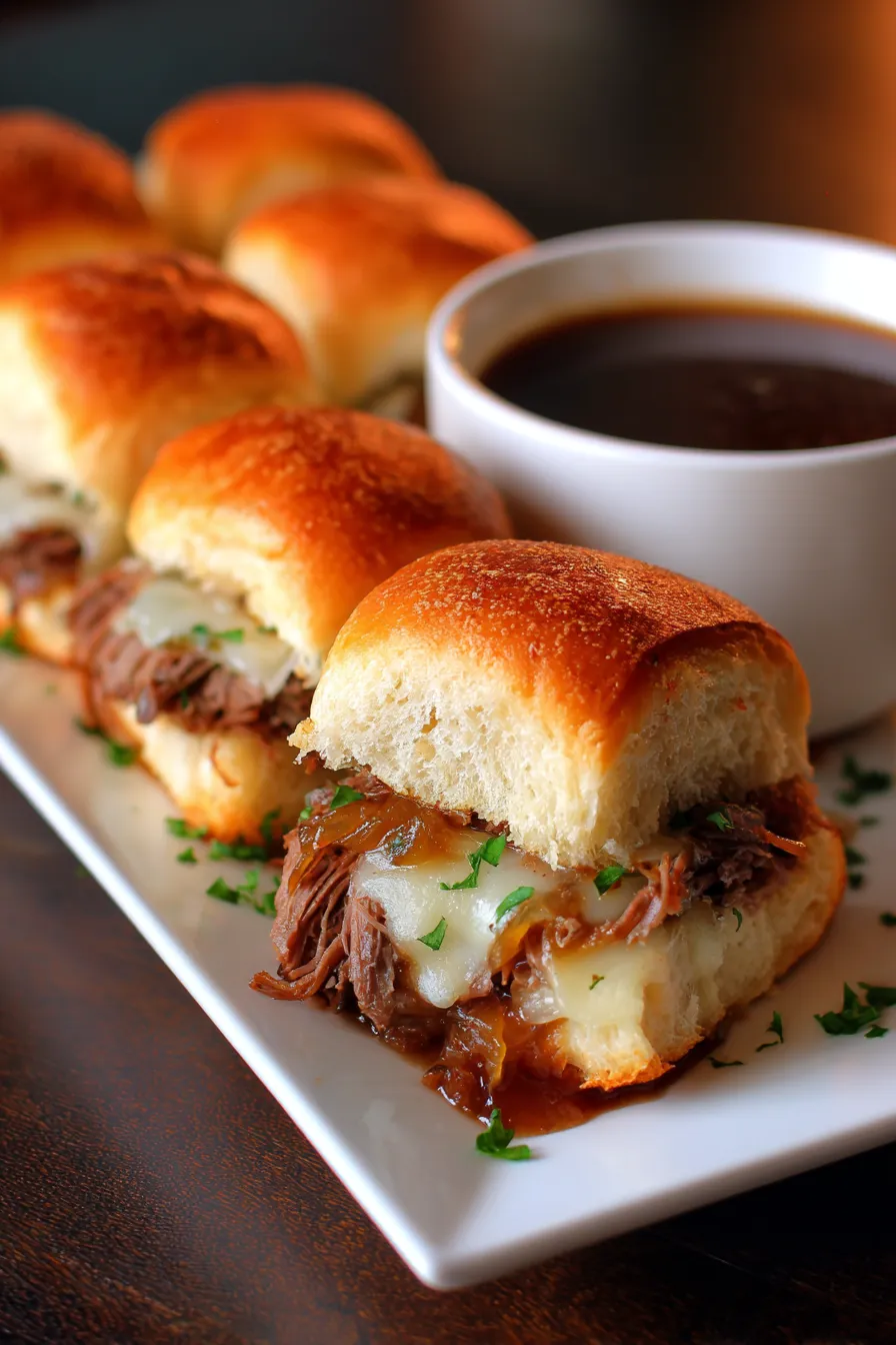 Easy French Dip Sliders-with-au-jus