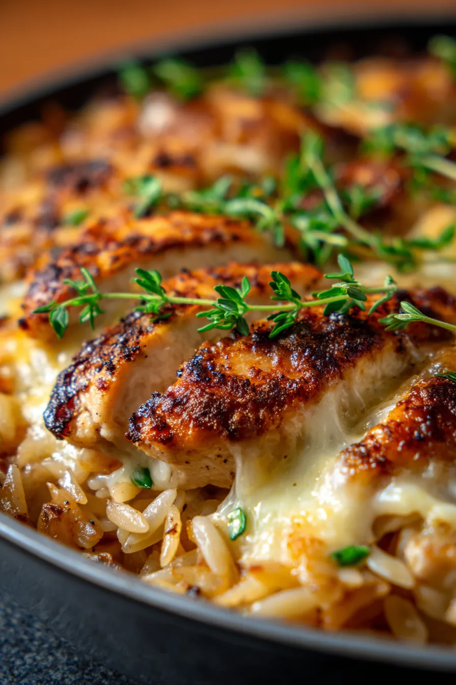 French Onion Chicken Orzo Bake | Easy One-Pan Dinner
