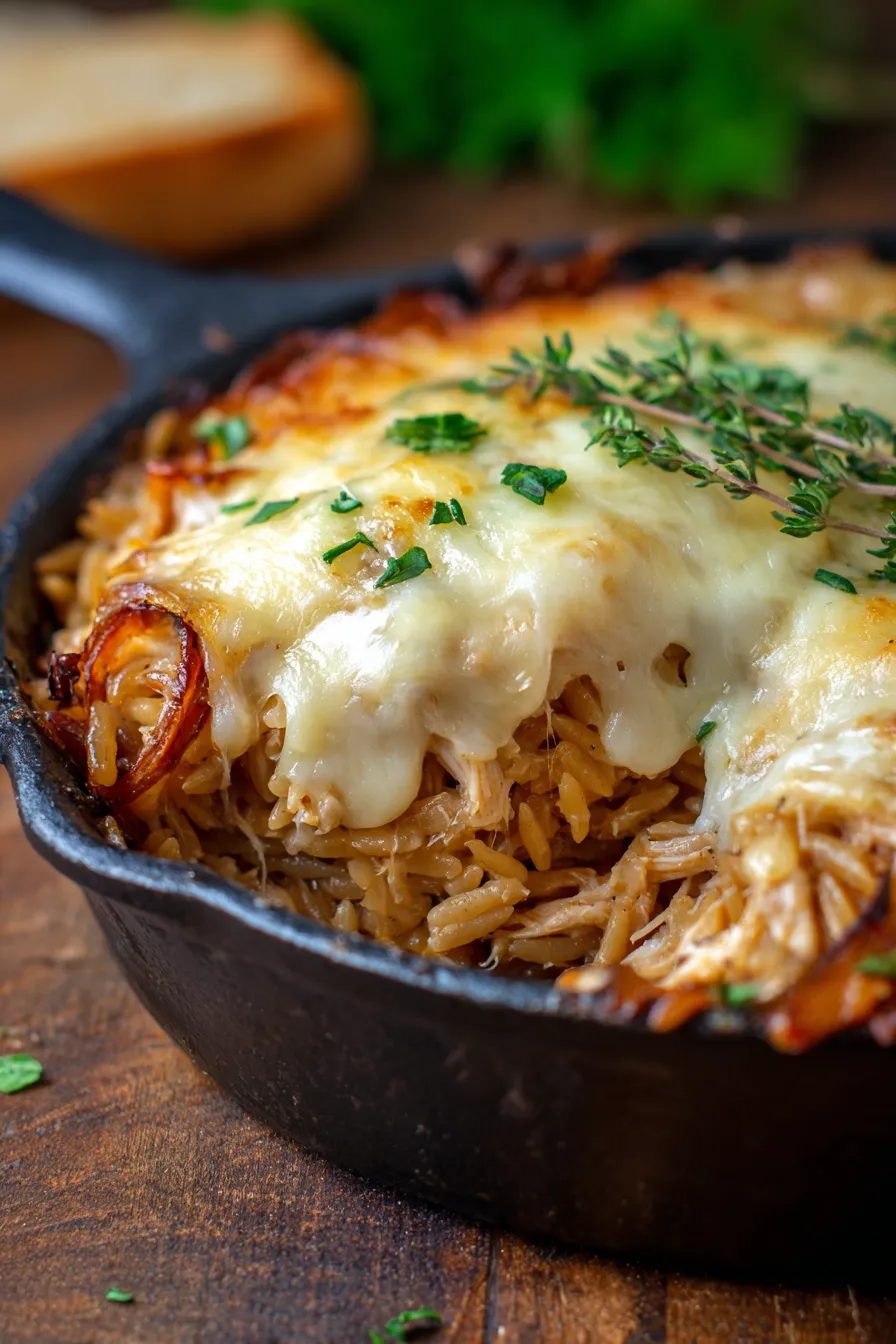 French Onion Chicken Orzo Casserole: Easy Meal Prep Comfort Food