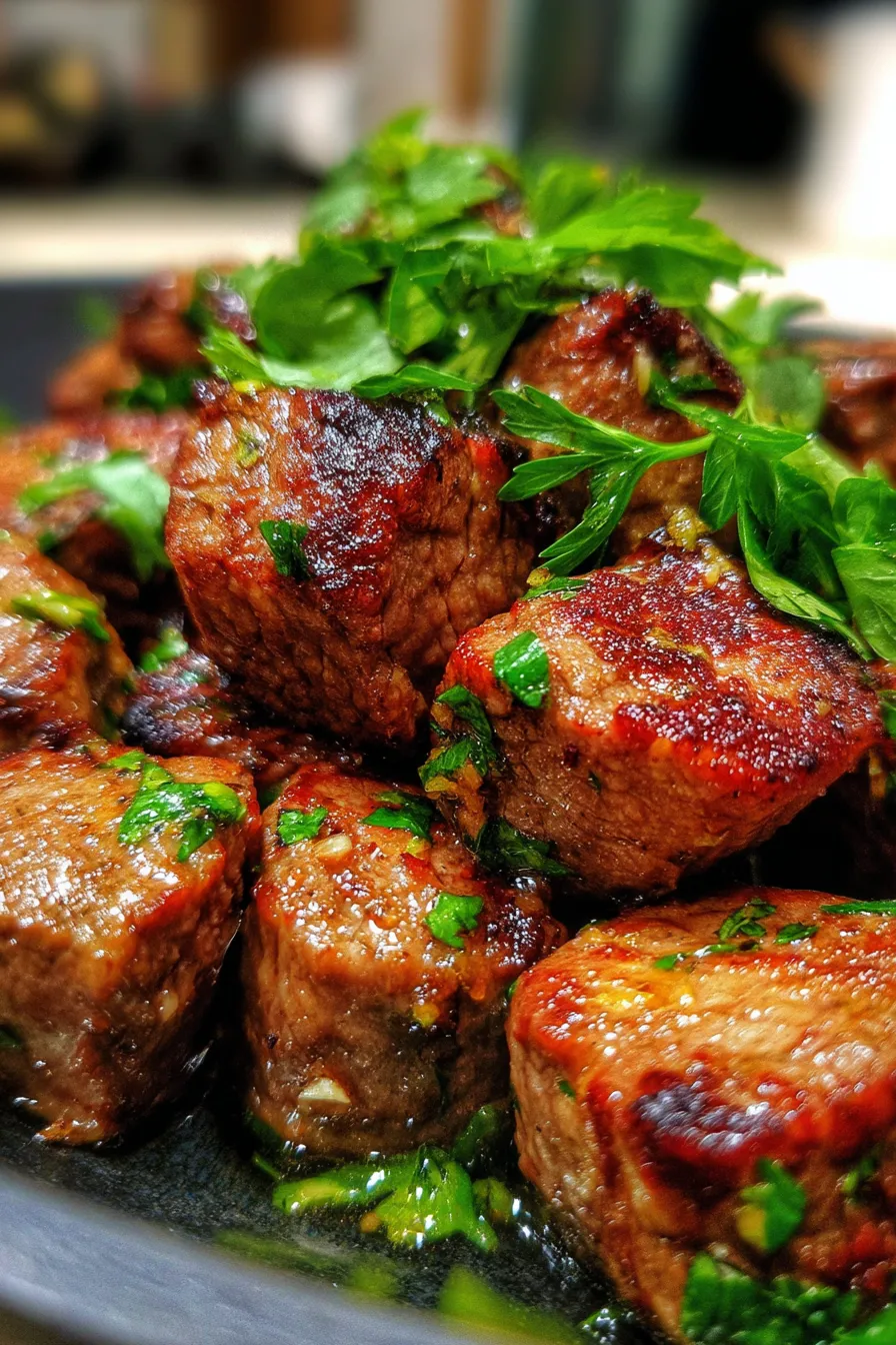 Garlic Butter Beef Bites (High-Protein One-Pan Dinner)-sauce-closeup