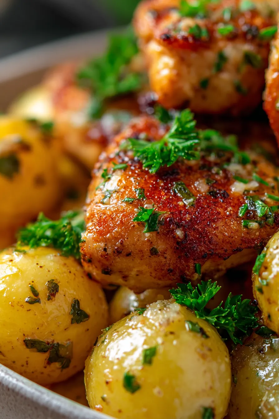 Garlic Parmesan Crockpot Chicken and Potatoes-serving-bowl