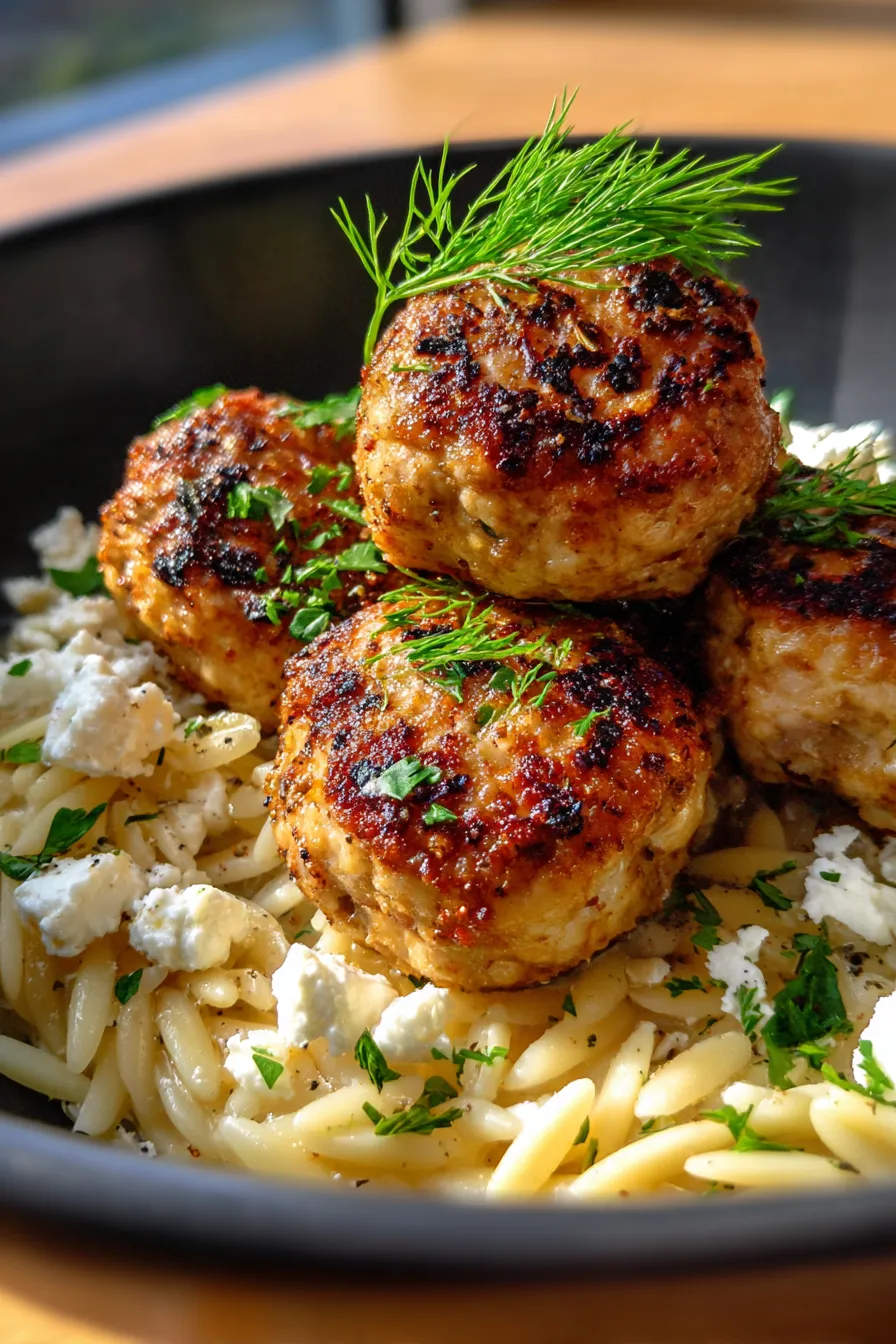 Greek Chicken Meatballs with Lemon Orzo-ingredients-mise en place