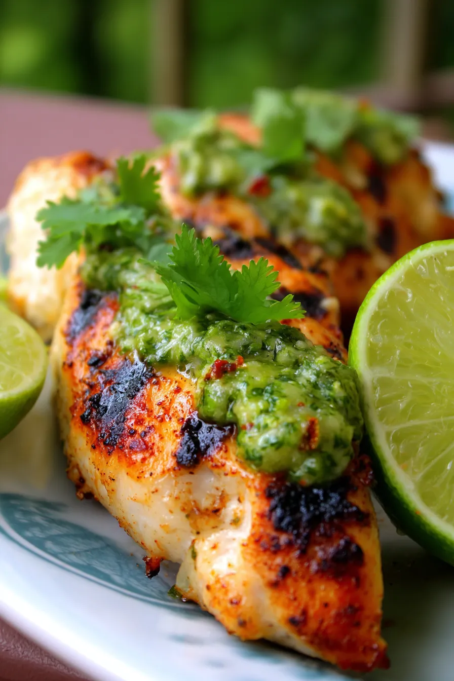 Grilled Salsa Verde Pepper Jack Chicken-texture-closeup