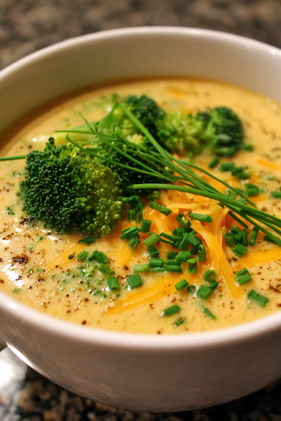 Healthy Broccoli Cheddar Soup-texture-creamy-closeup