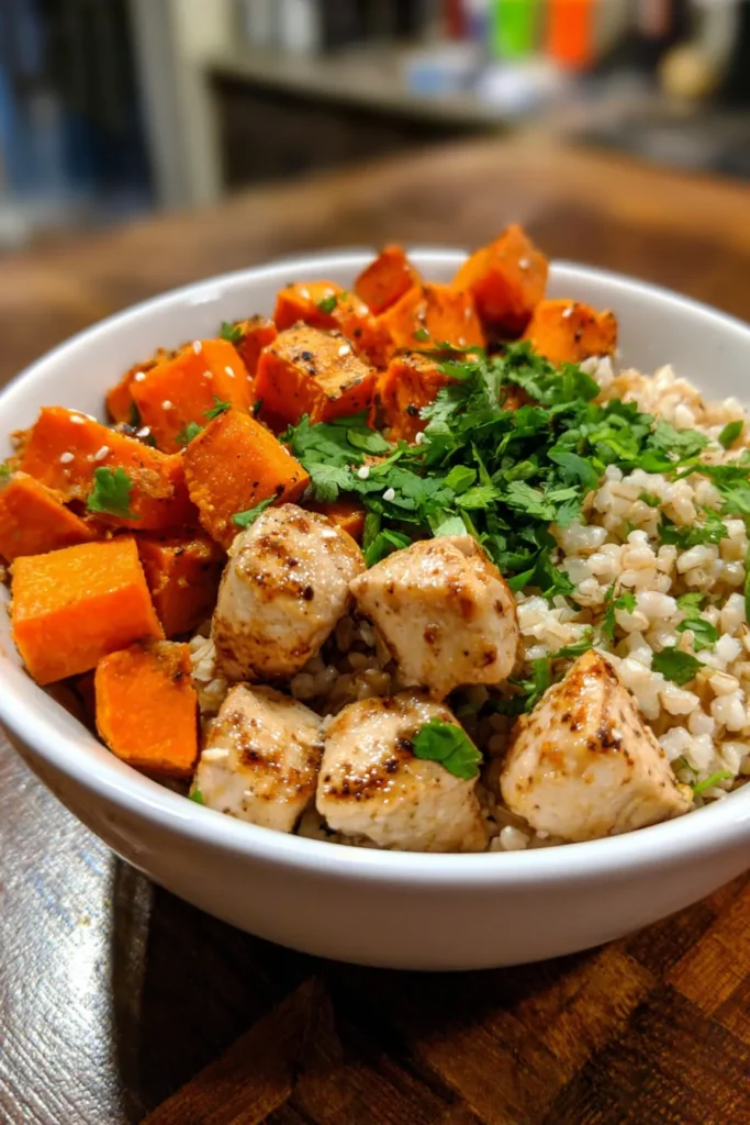 Healthy Chicken & Sweet Potato Rice Bowl (30-Min!)