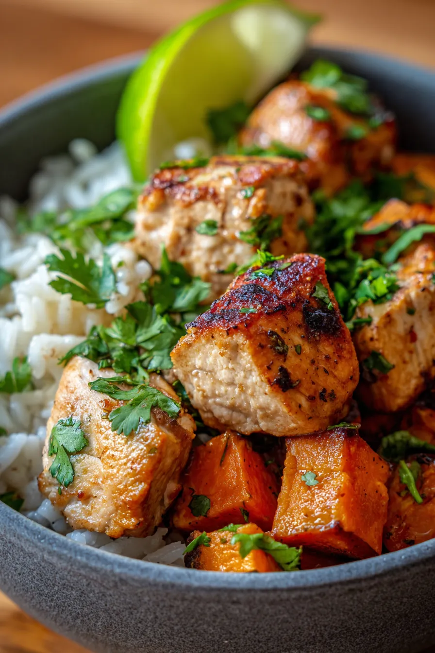 Healthy Chicken & Sweet Potato Rice Bowl (One-Pan Meal)-ingredients-prep