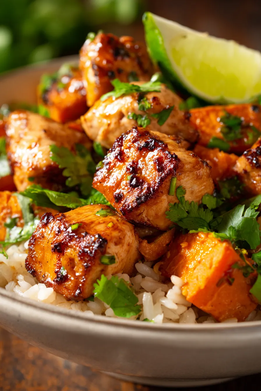 Healthy Chicken & Sweet Potato Rice Bowl (One-Pan Meal)