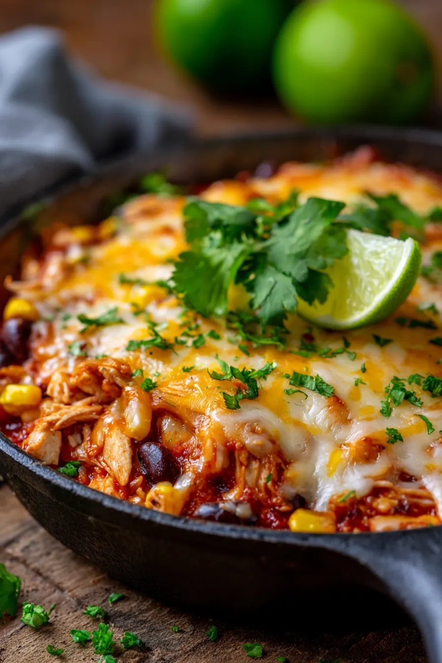 Healthy Enchilada Skillet (Easy Meal Prep Dinner)-cheesy-texture-closeup