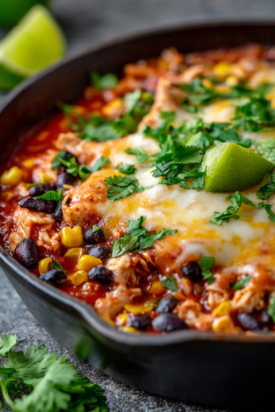 Healthy Enchilada Skillet (Easy Meal Prep Dinner)-serving-garnish
