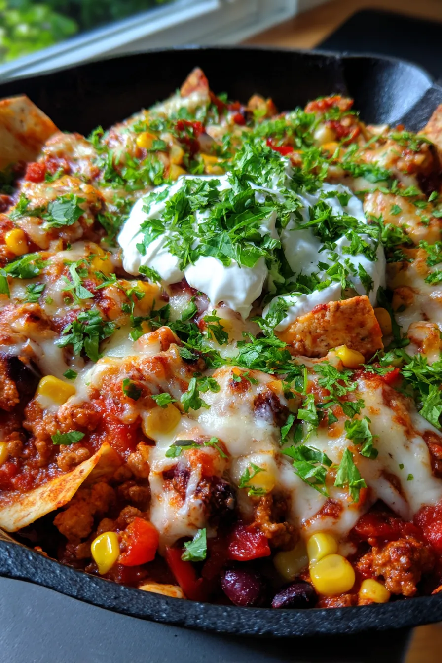 Healthy Enchilada Skillet - serving - fresh toppings