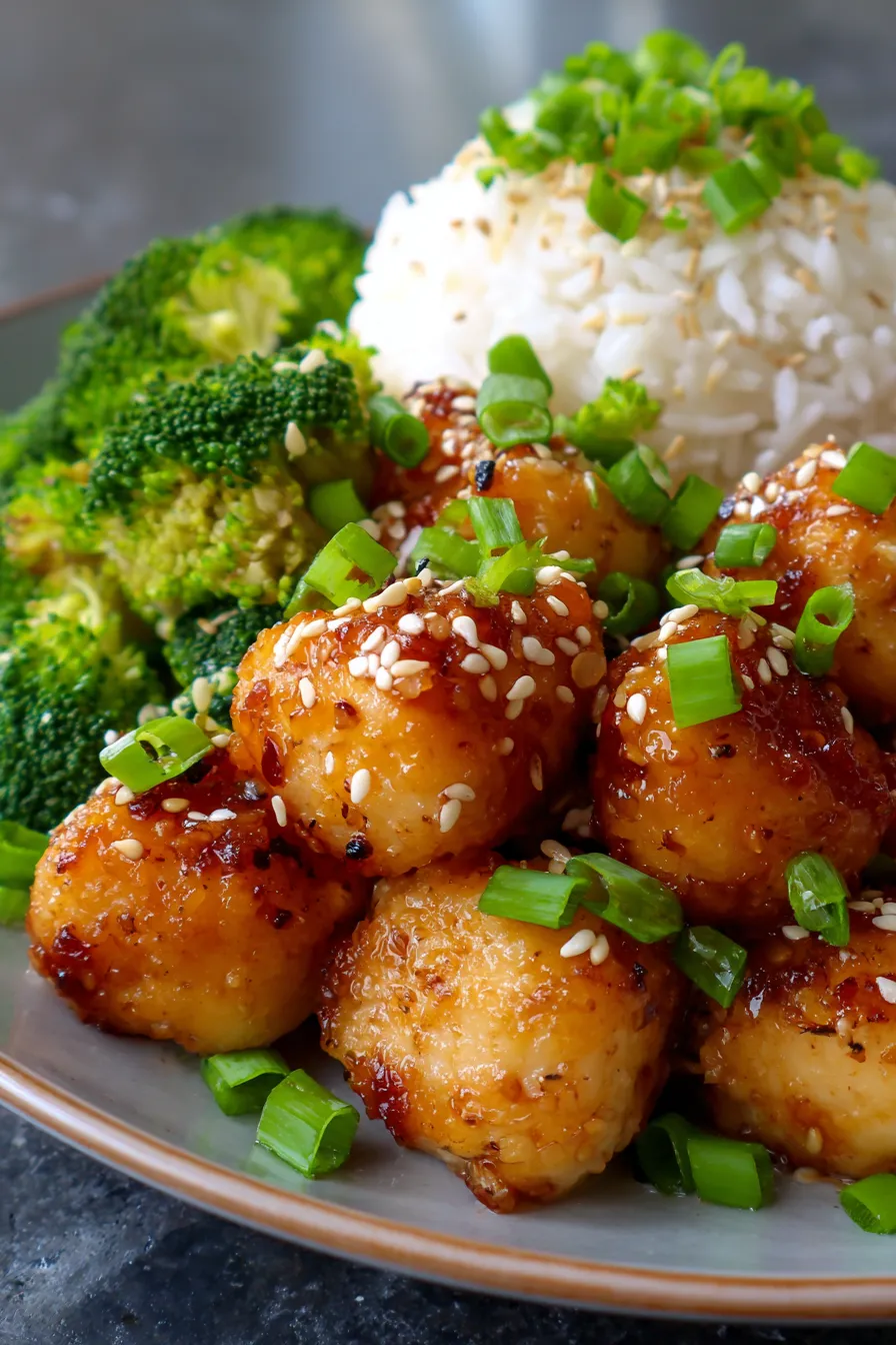 Healthy Sesame Chicken-texture-sauce-closeup