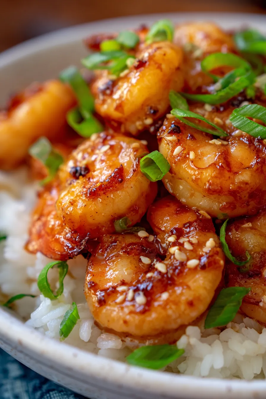 High-Protein Honey Garlic Shrimp (Fast Weeknight Meal)-closeup-texture