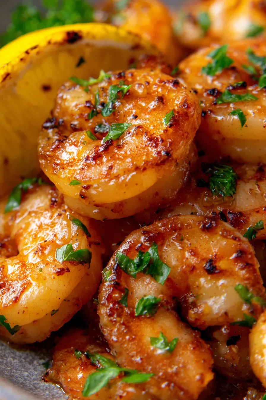 Honey Garlic Shrimp (High-Protein One-Pan Dinner)-plated-sideview