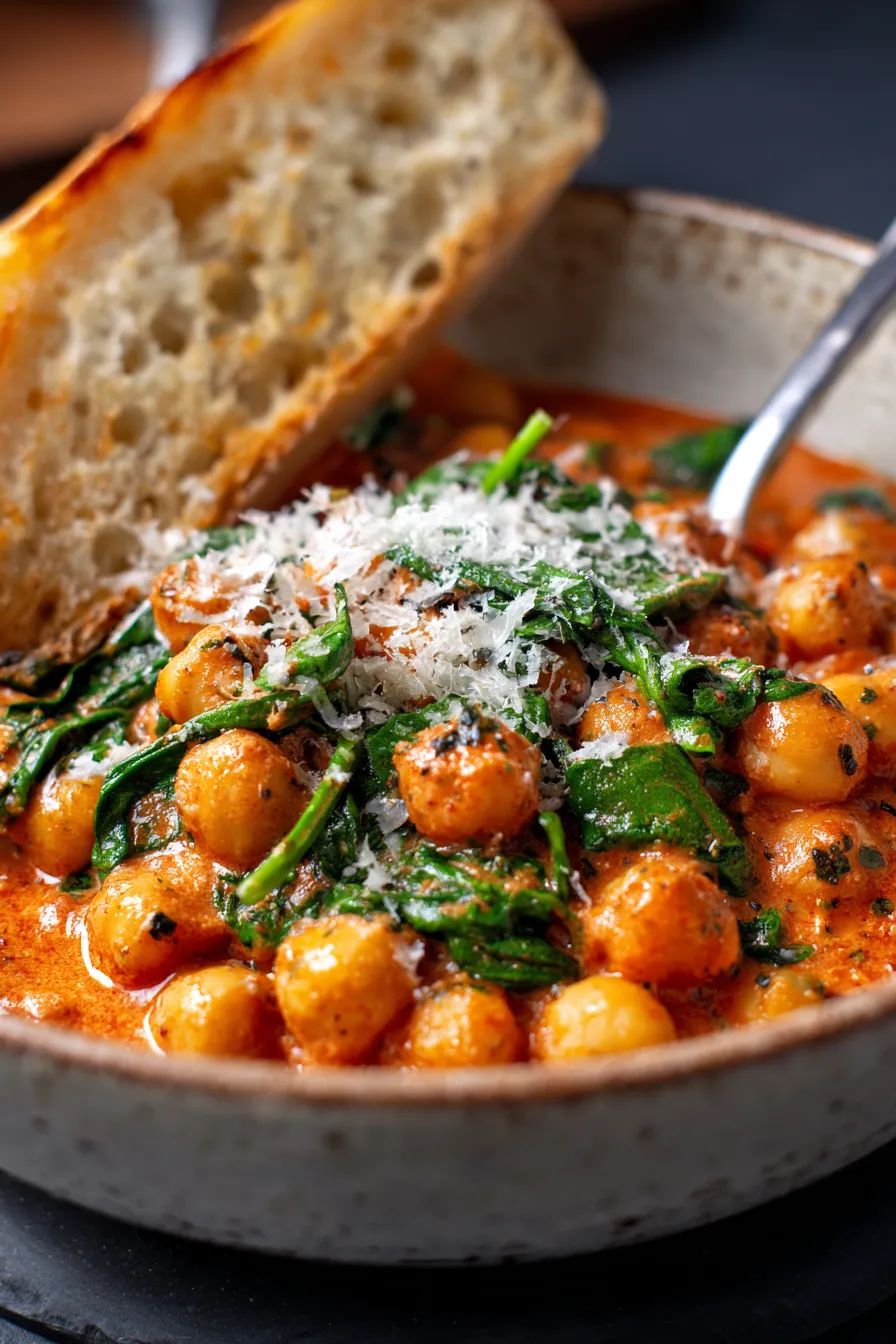 Marry Me Chickpeas (Creamy 30-Minute Vegetarian Dinner)-garnished-bowl