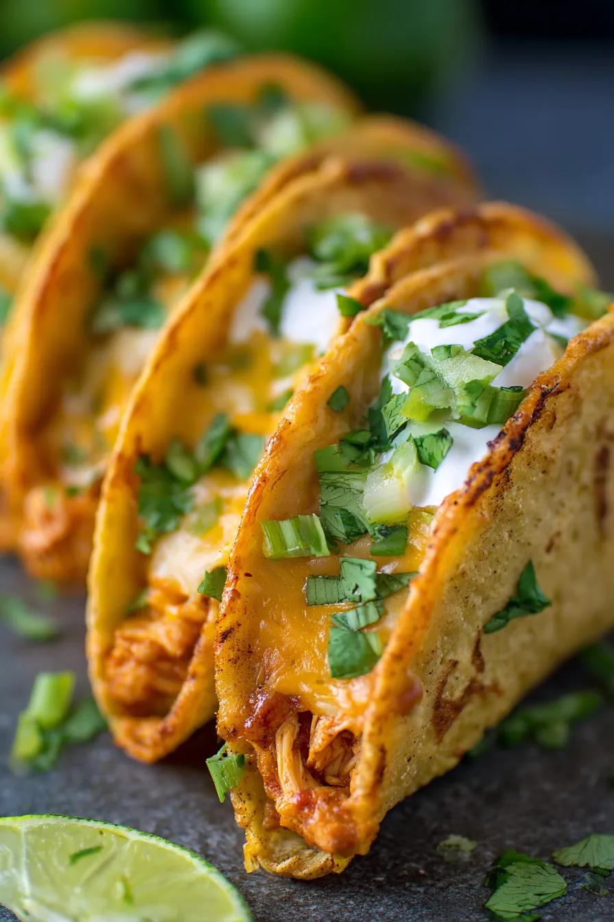 Mini Baked Chicken Tacos - filling ingredients - close-up texture