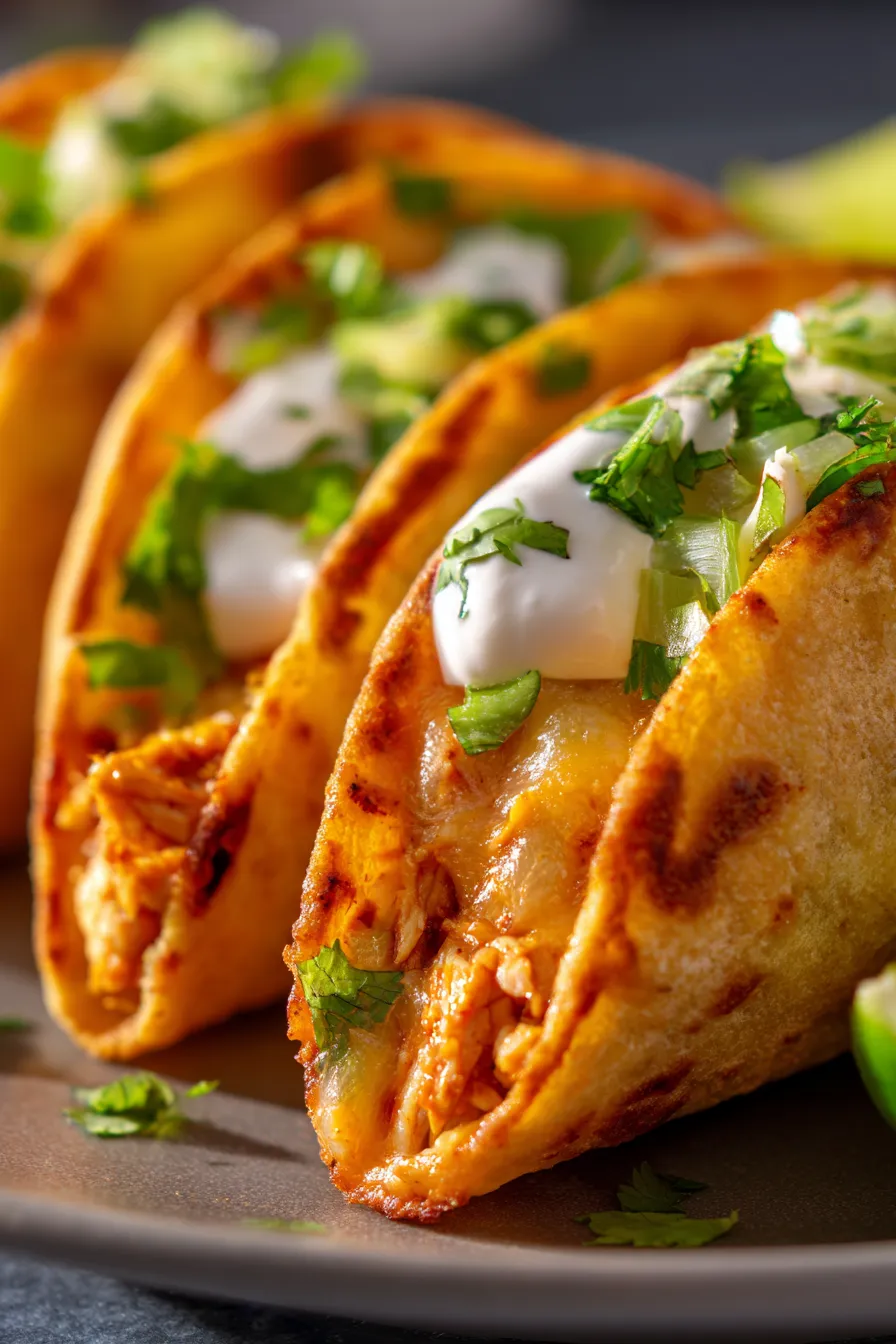 Mini Baked Chicken Tacos - warm delicious - stack presentation