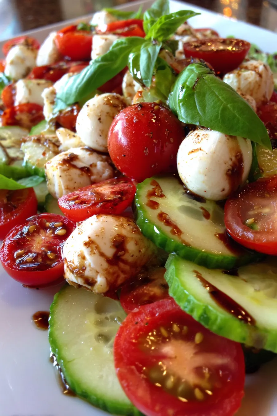 Mozzarella basil cucumber salad