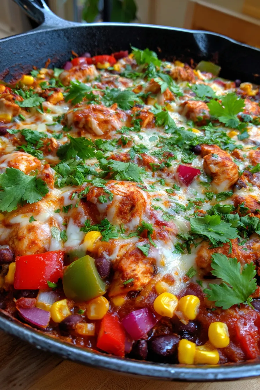 One-Pan Enchilada Skillet cheese melty