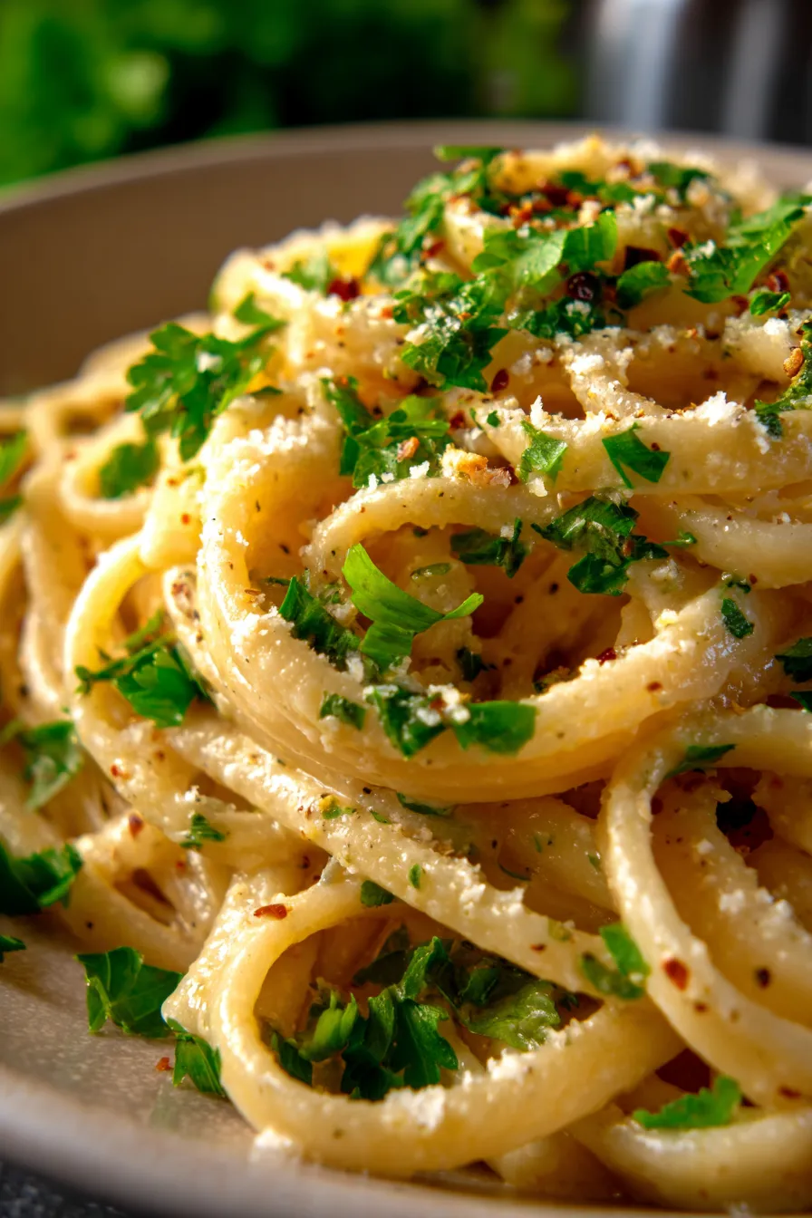 One-Pot Creamy Garlic Pasta-close-up-creamy-texture