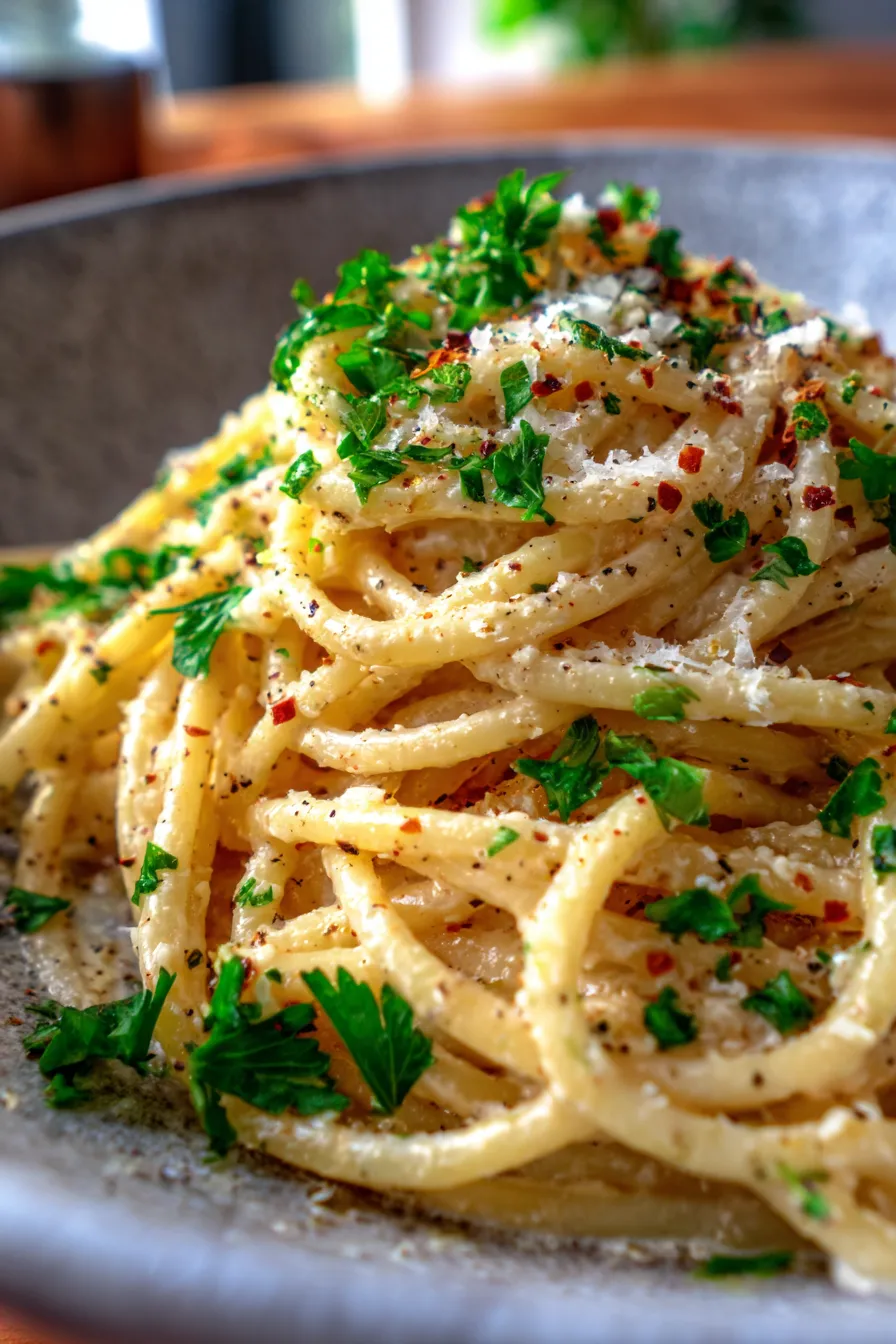 One-Pot Creamy Garlic Pasta-ingredients-prepped-table