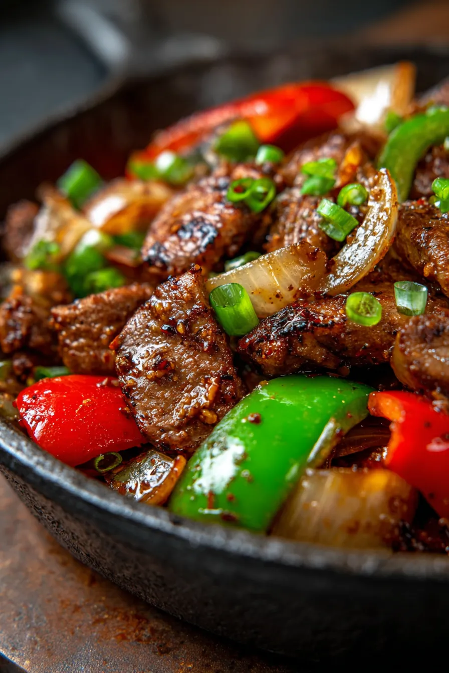 Pepper Steak with Bell Peppers and Onion Skillet-ingredients-fresh