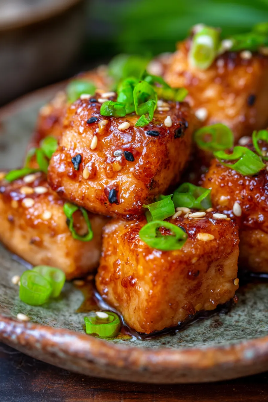 Platter of salmon bites with garnish