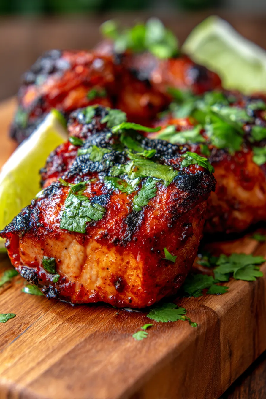 Pollo Asado (Mexican Grilled or Roasted Chicken)-charred-skin-tender-meat-detail