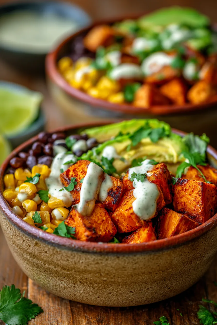 Roasted Sweet Potatoes and Black Beans - texture closeup
