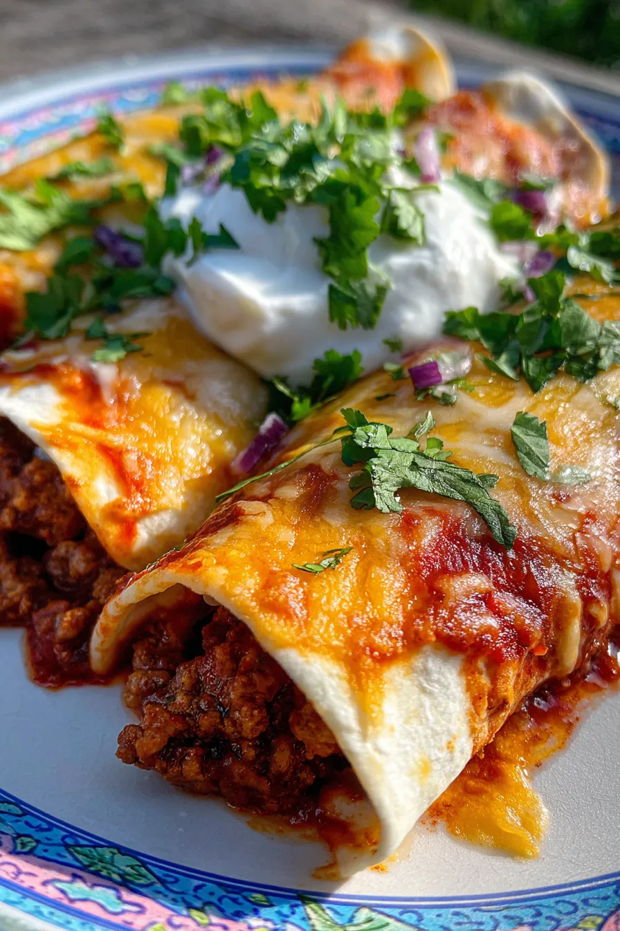 Easy Slow Cooker Cheesy Ground Beef Enchiladas Recipe