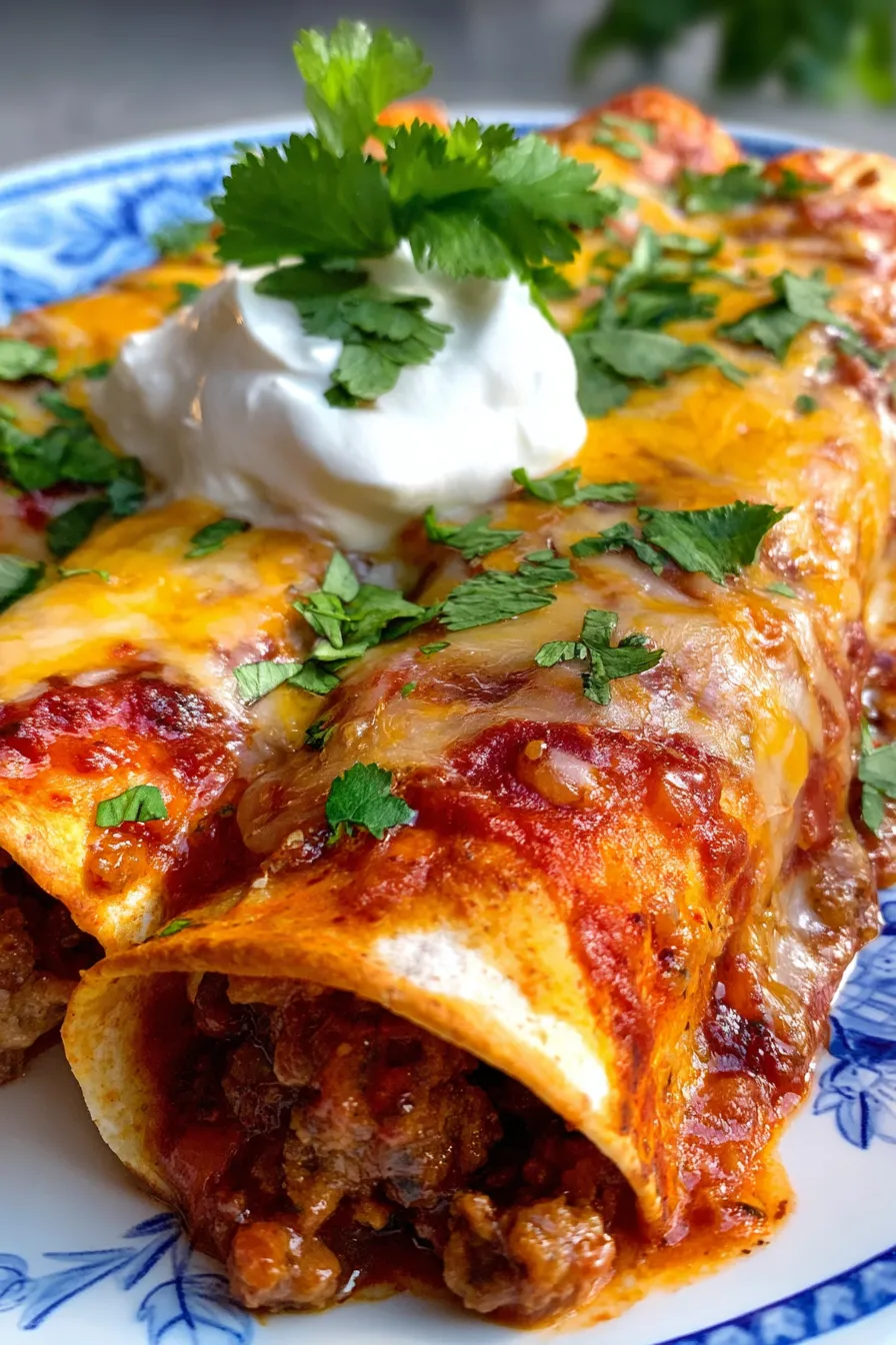 Slow Cooker Cheesy Ground Beef Enchiladas - cross section - texture