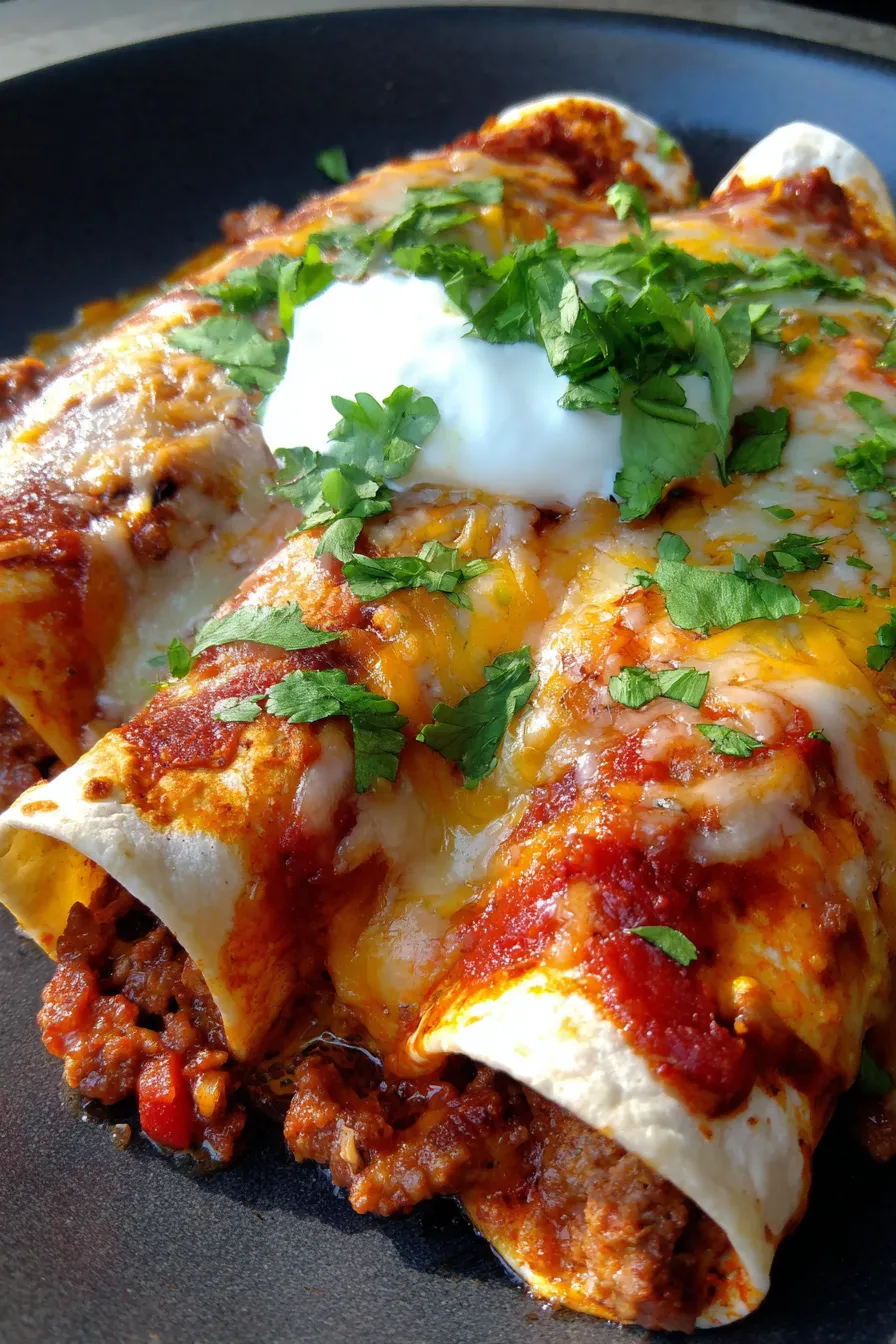 Slow Cooker Cheesy Ground Beef Enchiladas - ingredients - flat lay