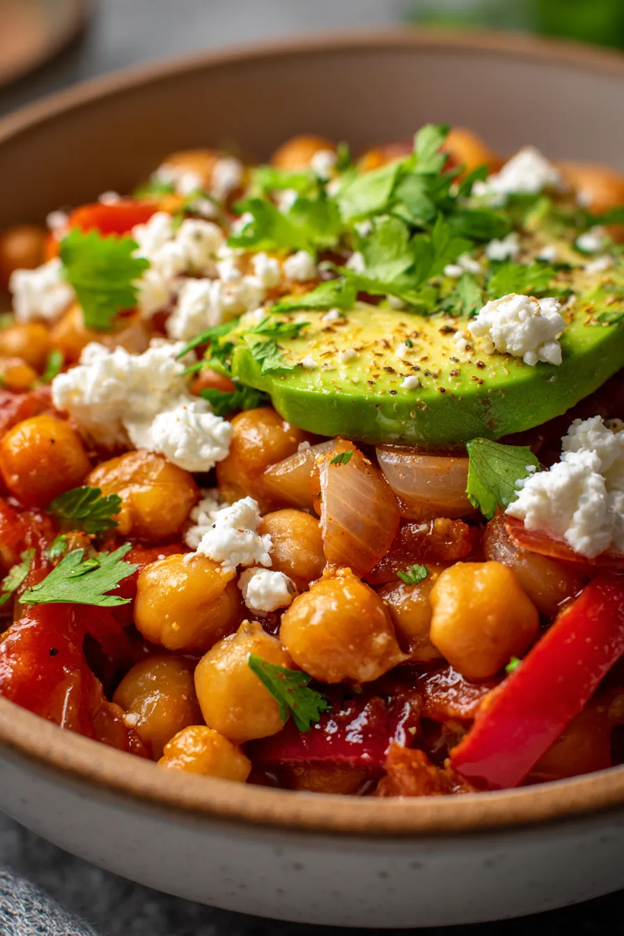 Slow Cooker Chickpea Feta Avocado Dinner Bowl-ingredients-prep