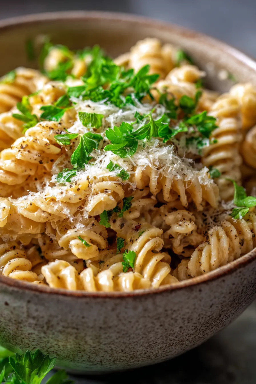 Slow Cooker Creamy Garlic Pasta-ingredients-prep