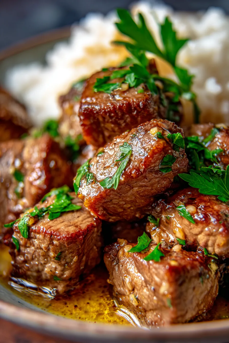 Slow Cooker Garlic Butter Beef Bites | High-Protein Meal Prep