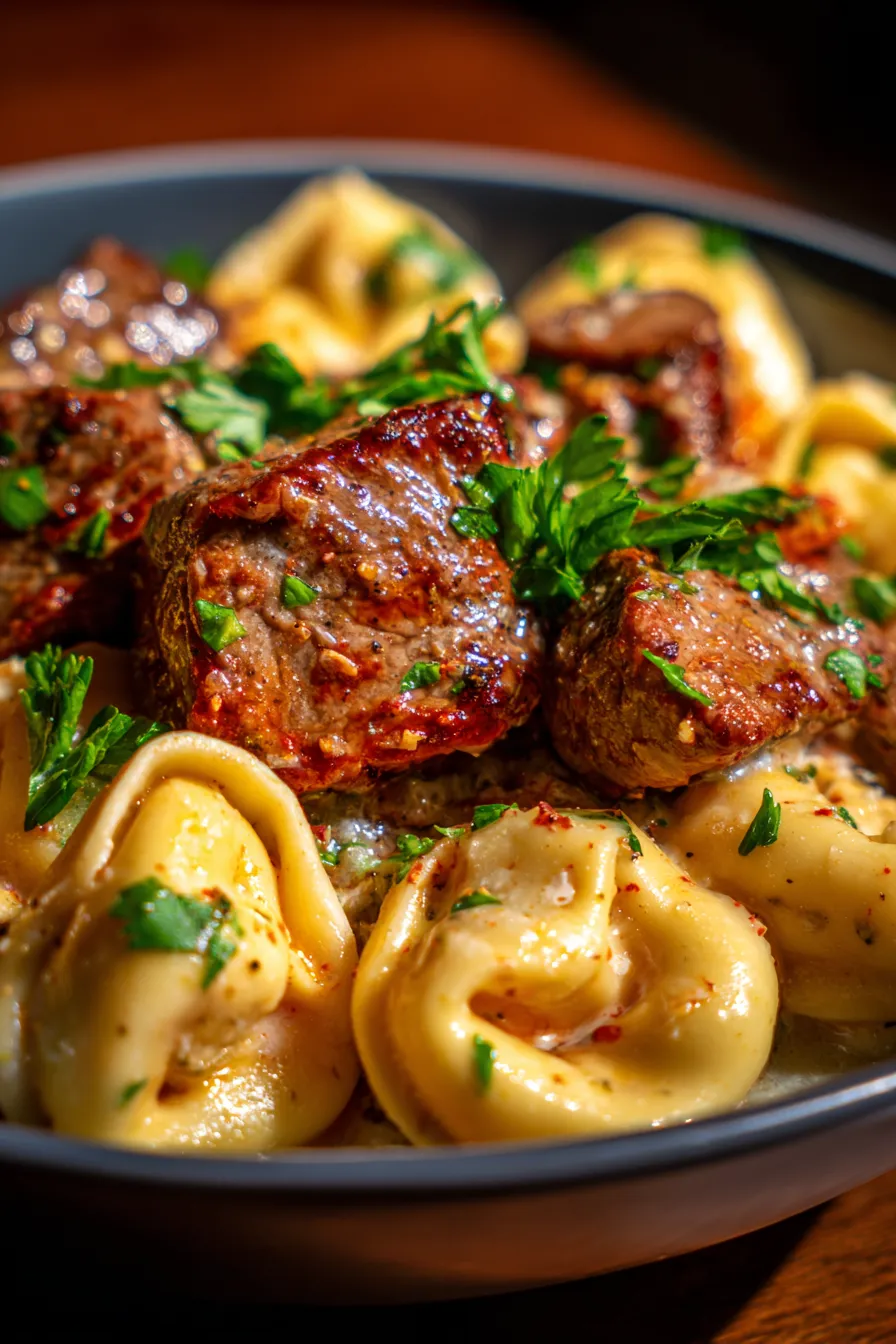 Slow Cooker Garlic Steak Tortellini: Easy Comfort Food Recipe